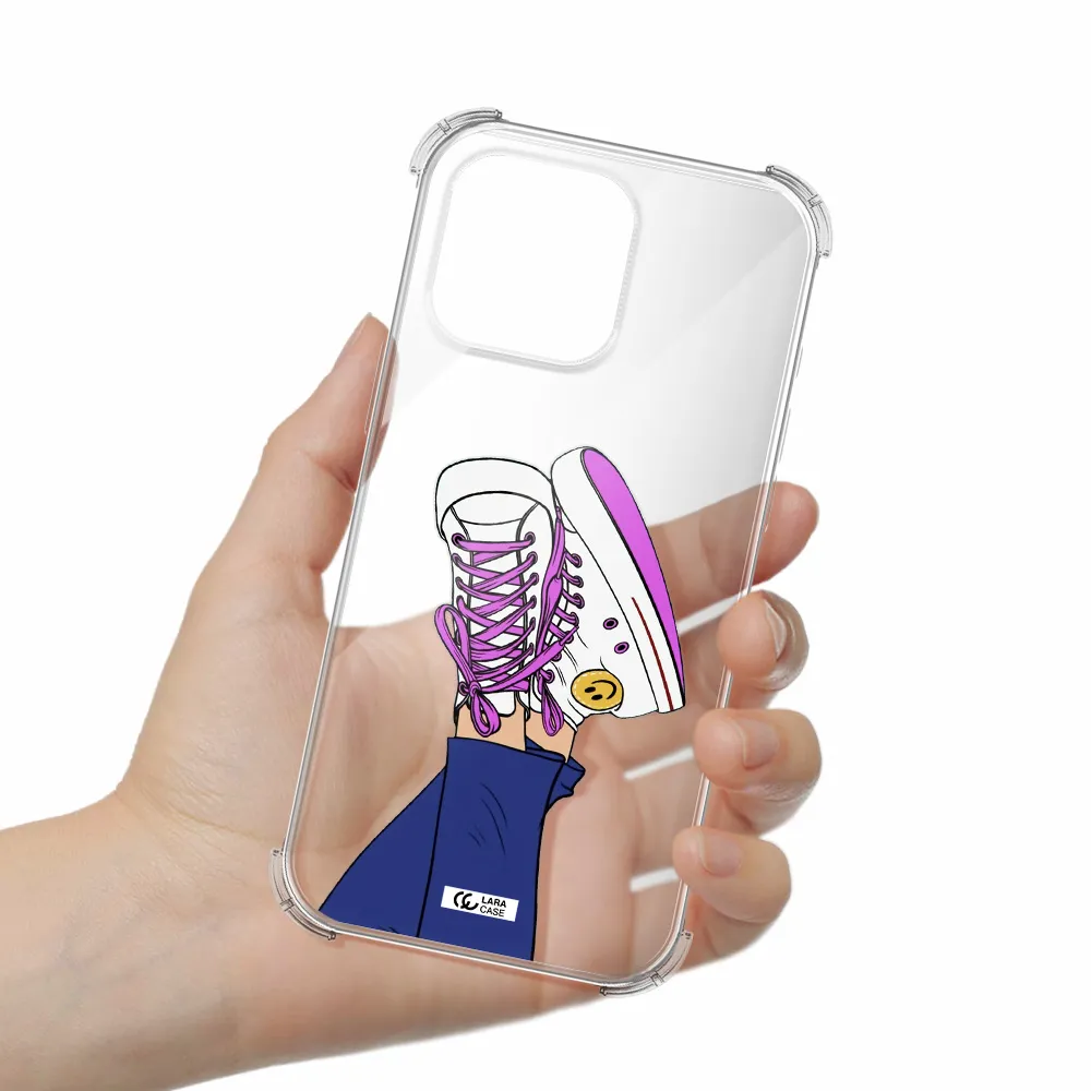 A Cartoon Of A Person's Feet With Purple Shoes Apple Iphone 16 Pro Max Clear Pc Case