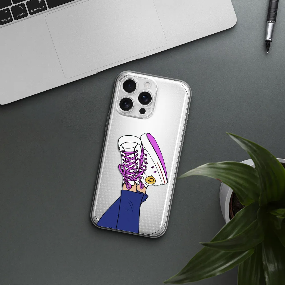 A Cartoon Of A Person's Feet With Purple Shoes Apple Iphone 16 Pro Max Clear Tpu Case