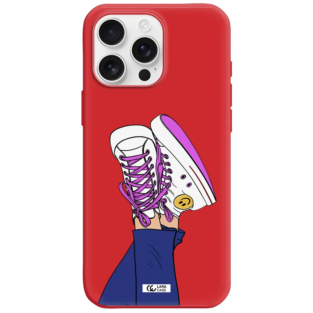 A Cartoon Of A Person's Feet With Purple Shoes Apple Iphone 16 Pro Max Silicone Imperial Red Case