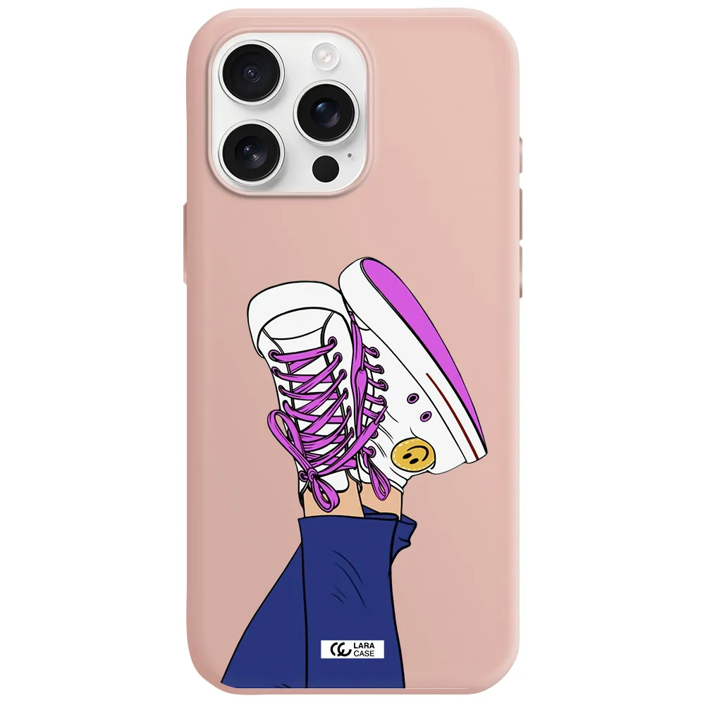 A Cartoon Of A Person's Feet With Purple Shoes Apple Iphone 16 Pro Max Silicone Pastel Pink Case