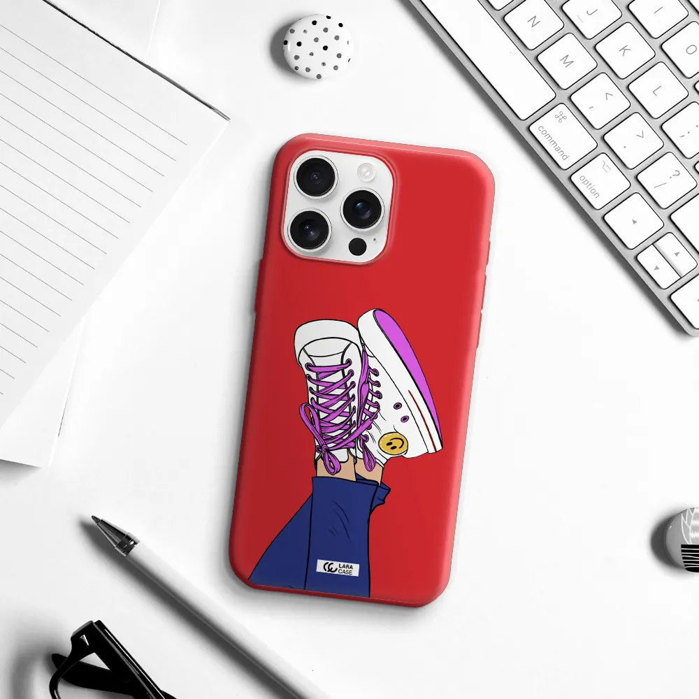 A Cartoon Of A Person's Feet With Purple Shoes Apple Iphone 16 Pro Max Silicone Stone Case