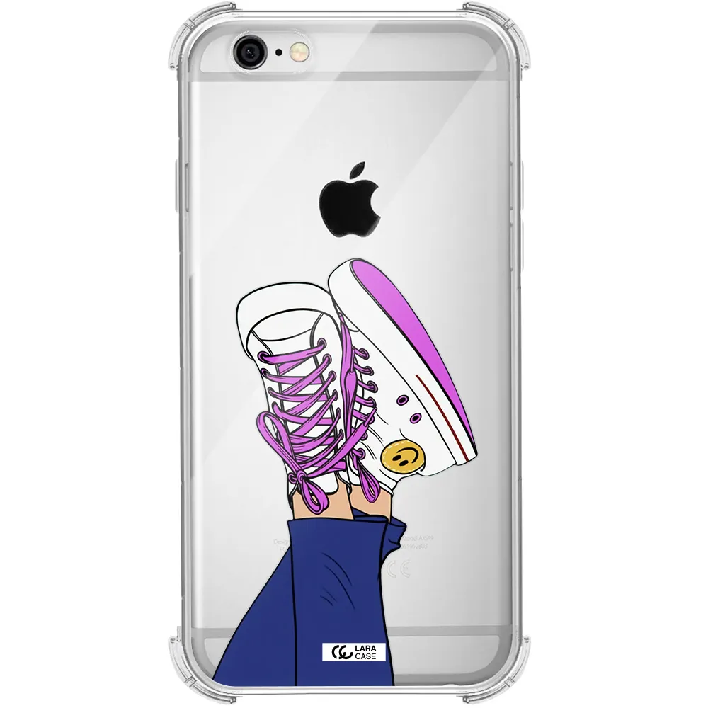 a cartoon of a person's feet with purple shoes Apple iPhone 6 Clear PC Case