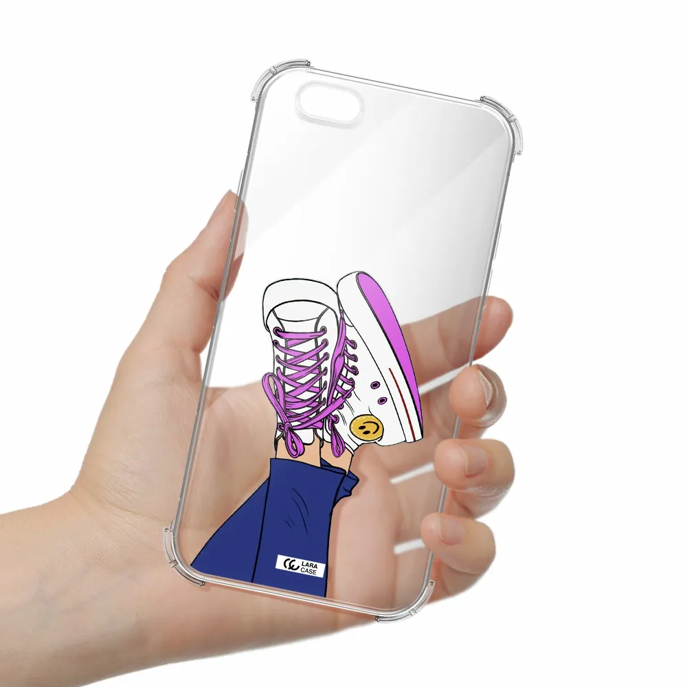 a cartoon of a person's feet with purple shoes Apple iPhone 6 Clear PC Case