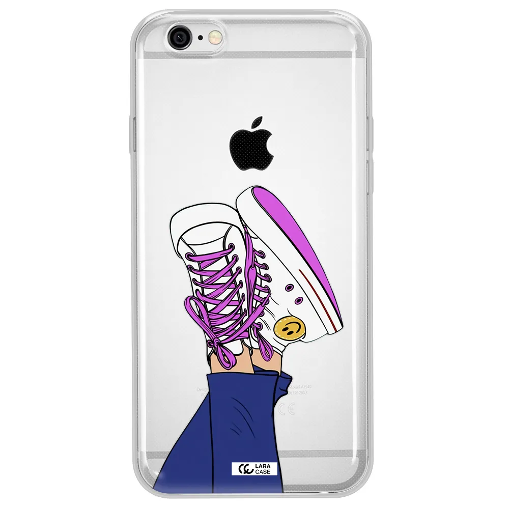 a cartoon of a person's feet with purple shoes Apple iPhone 6 Clear TPU Case
