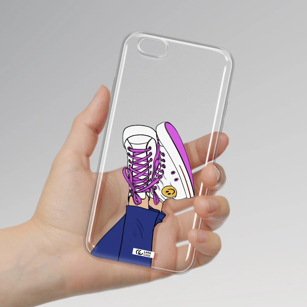 a cartoon of a person's feet with purple shoes Apple iPhone 6 Clear TPU Case