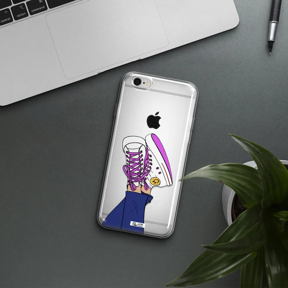 a cartoon of a person's feet with purple shoes Apple iPhone 6 Clear TPU Case