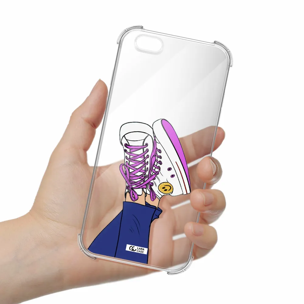 a cartoon of a person's feet with purple shoes Apple iPhone 6 plus Clear PC Case