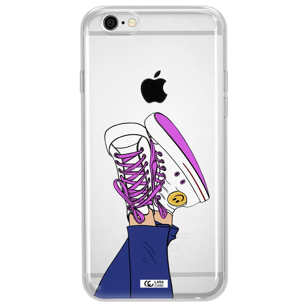 a cartoon of a person's feet with purple shoes Apple iPhone 6 plus Clear TPU Case