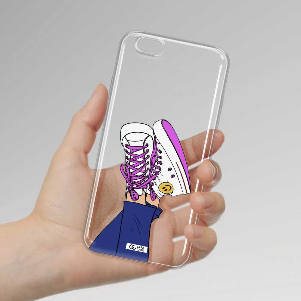 a cartoon of a person's feet with purple shoes Apple iPhone 6 plus Clear TPU Case