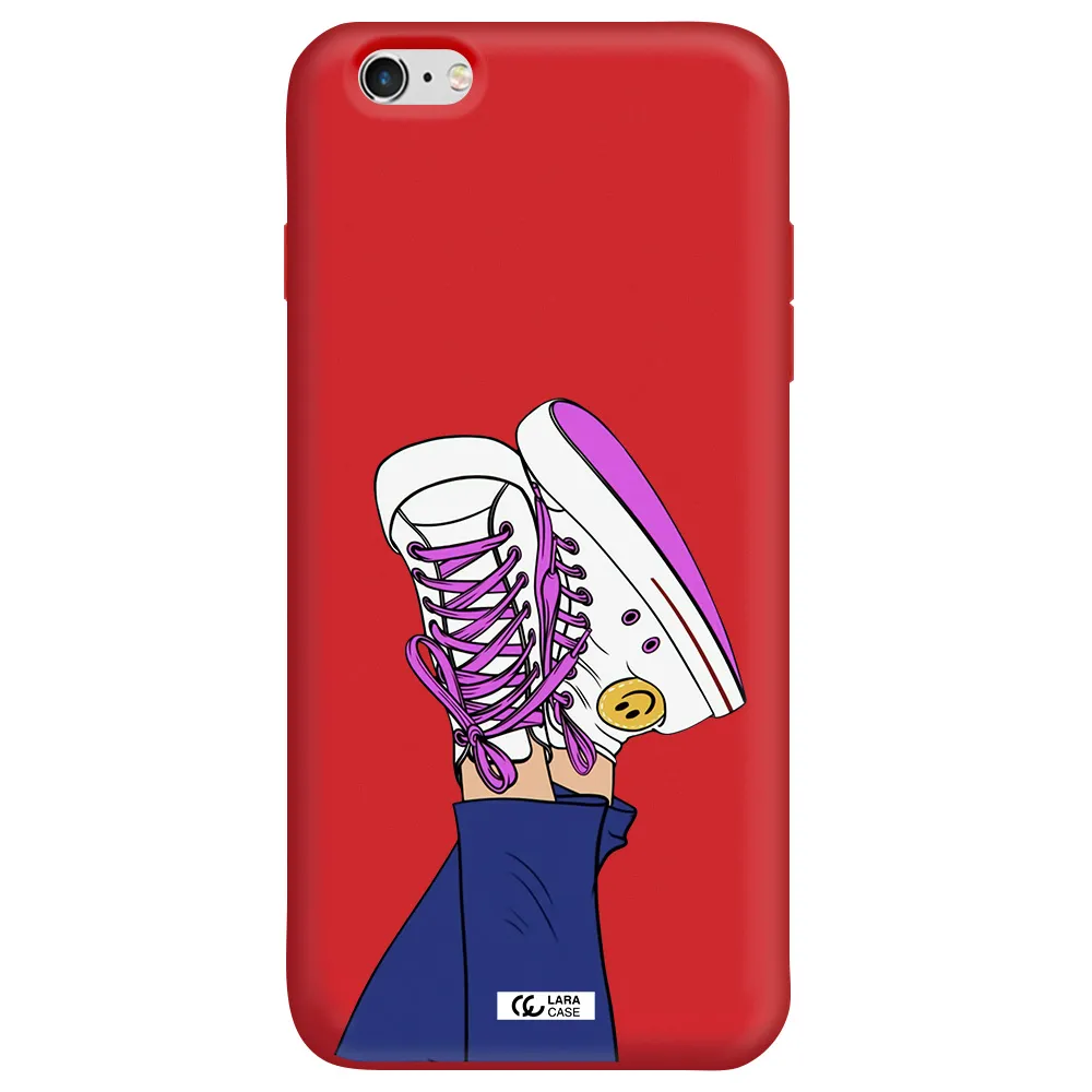 a cartoon of a person's feet with purple shoes Apple iPhone 6 plus Silicone Imperial Red Case