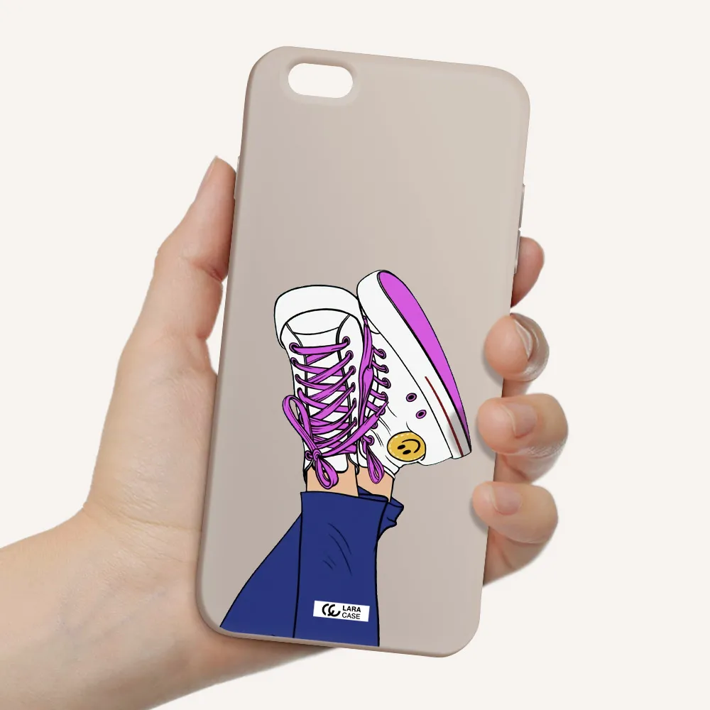 a cartoon of a person's feet with purple shoes Apple iPhone 6 plus Silicone Stone Case