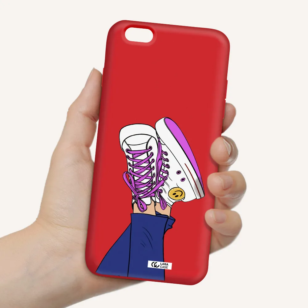 a cartoon of a person's feet with purple shoes Apple iPhone 6 s plus Silicone Imperial Red Case
