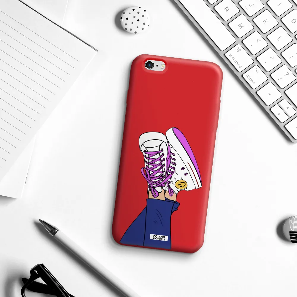 a cartoon of a person's feet with purple shoes Apple iPhone 6 s plus Silicone Imperial Red Case