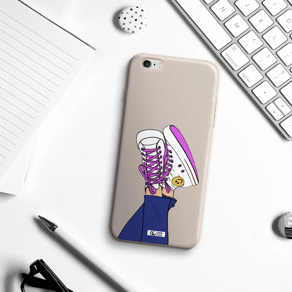 a cartoon of a person's feet with purple shoes Apple iPhone 6 s plus Silicone Stone Case