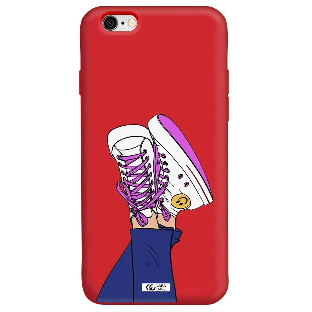 a cartoon of a person's feet with purple shoes Apple iPhone 6 Silicone Imperial Red Case