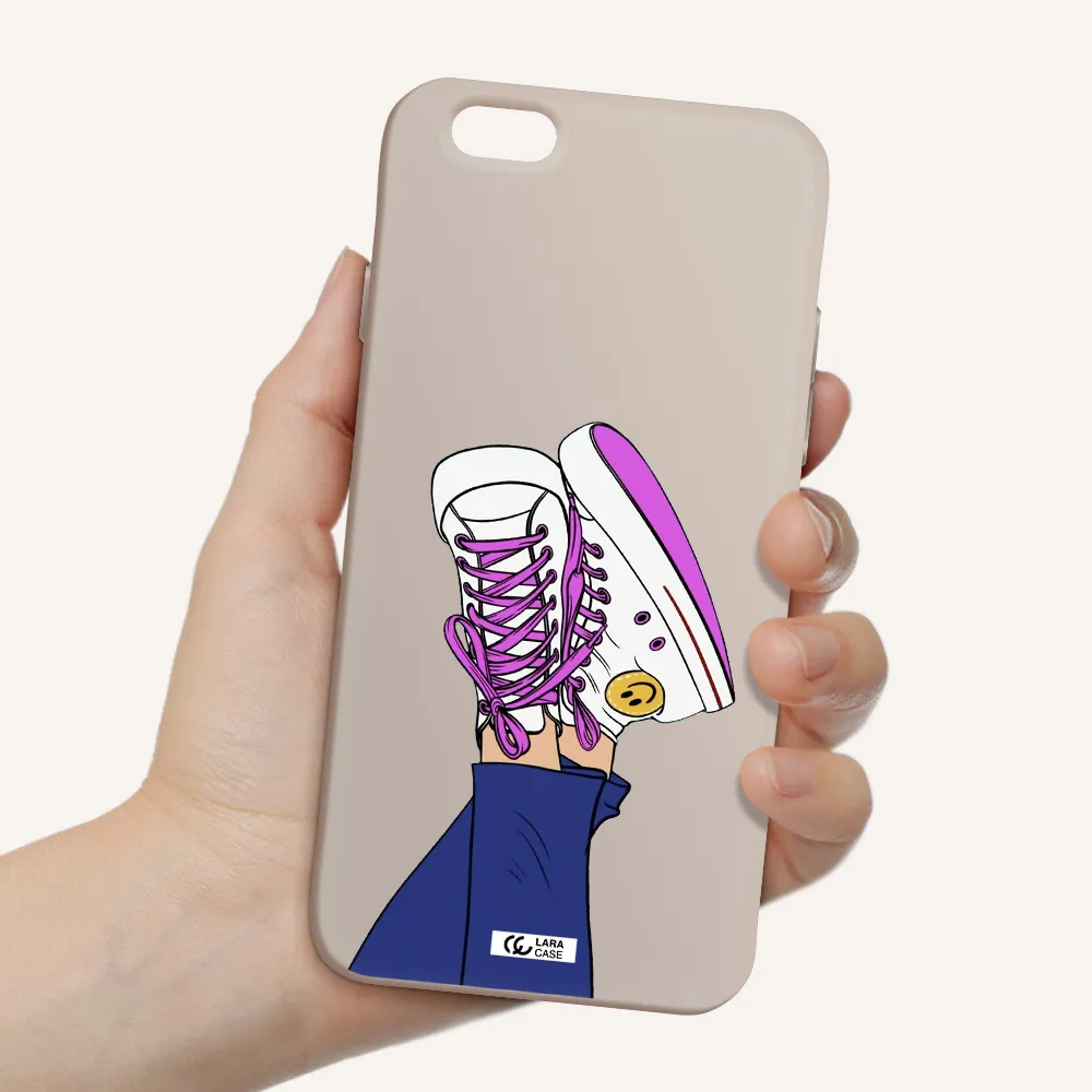 a cartoon of a person's feet with purple shoes Apple iPhone 6 Silicone Stone Case