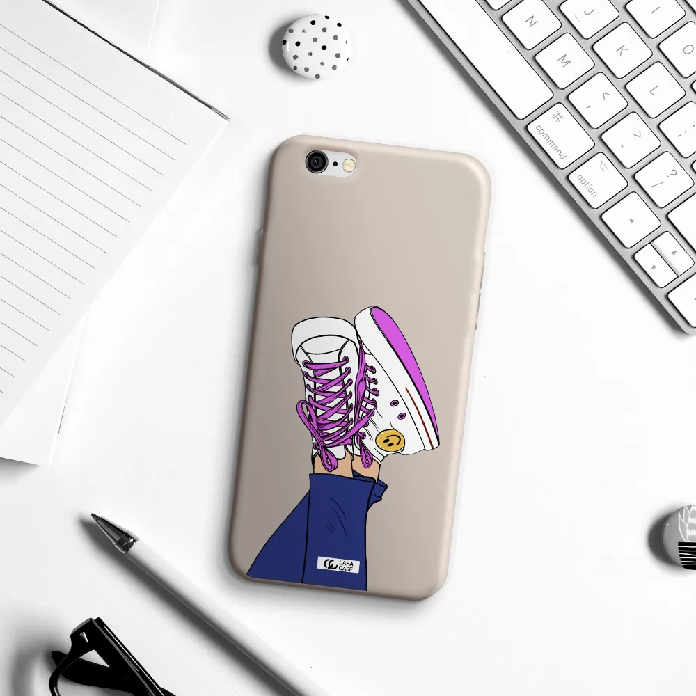 a cartoon of a person's feet with purple shoes Apple iPhone 6 Silicone Stone Case