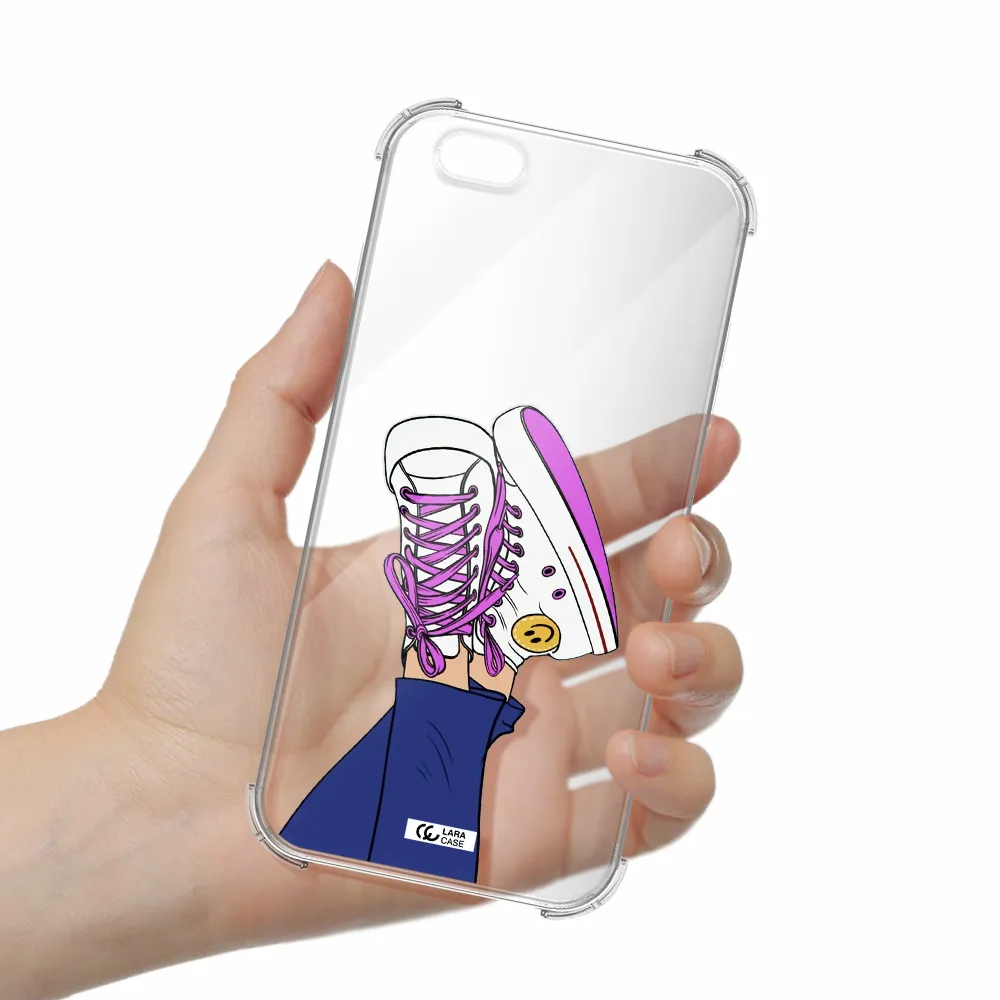 a cartoon of a person's feet with purple shoes Apple iPhone 6S Clear PC Case