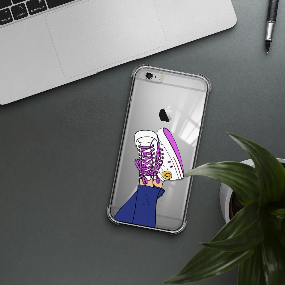 a cartoon of a person's feet with purple shoes Apple iPhone 6S Clear PC Case