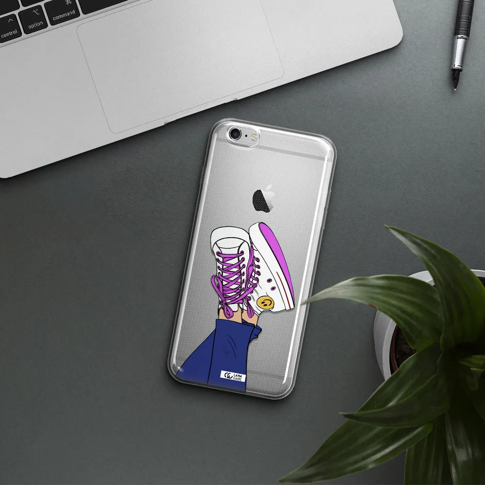 a cartoon of a person's feet with purple shoes Apple iPhone 6S Clear TPU Case