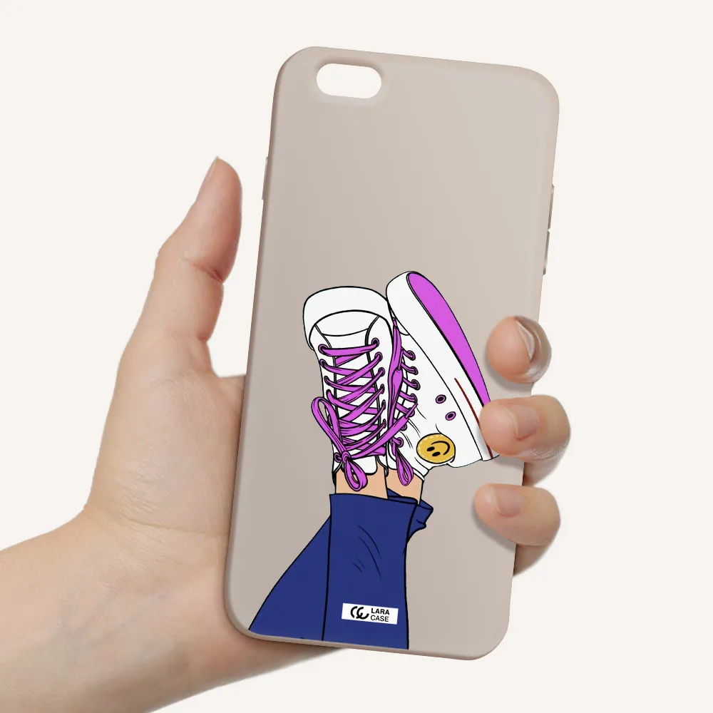a cartoon of a person's feet with purple shoes Apple iPhone 6S Silicone Stone Case