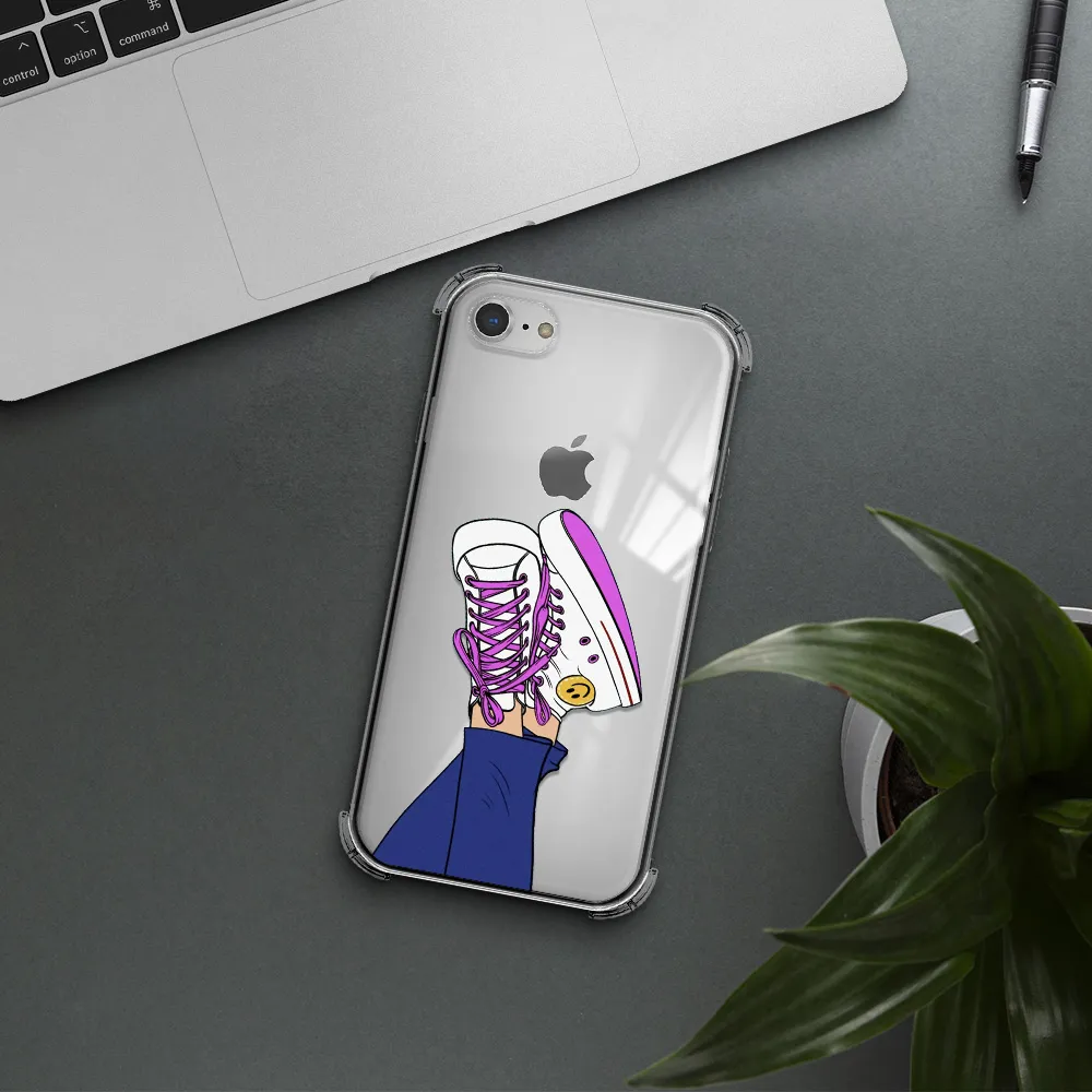 a cartoon of a person's feet with purple shoes Apple iPhone 7 Clear PC Case