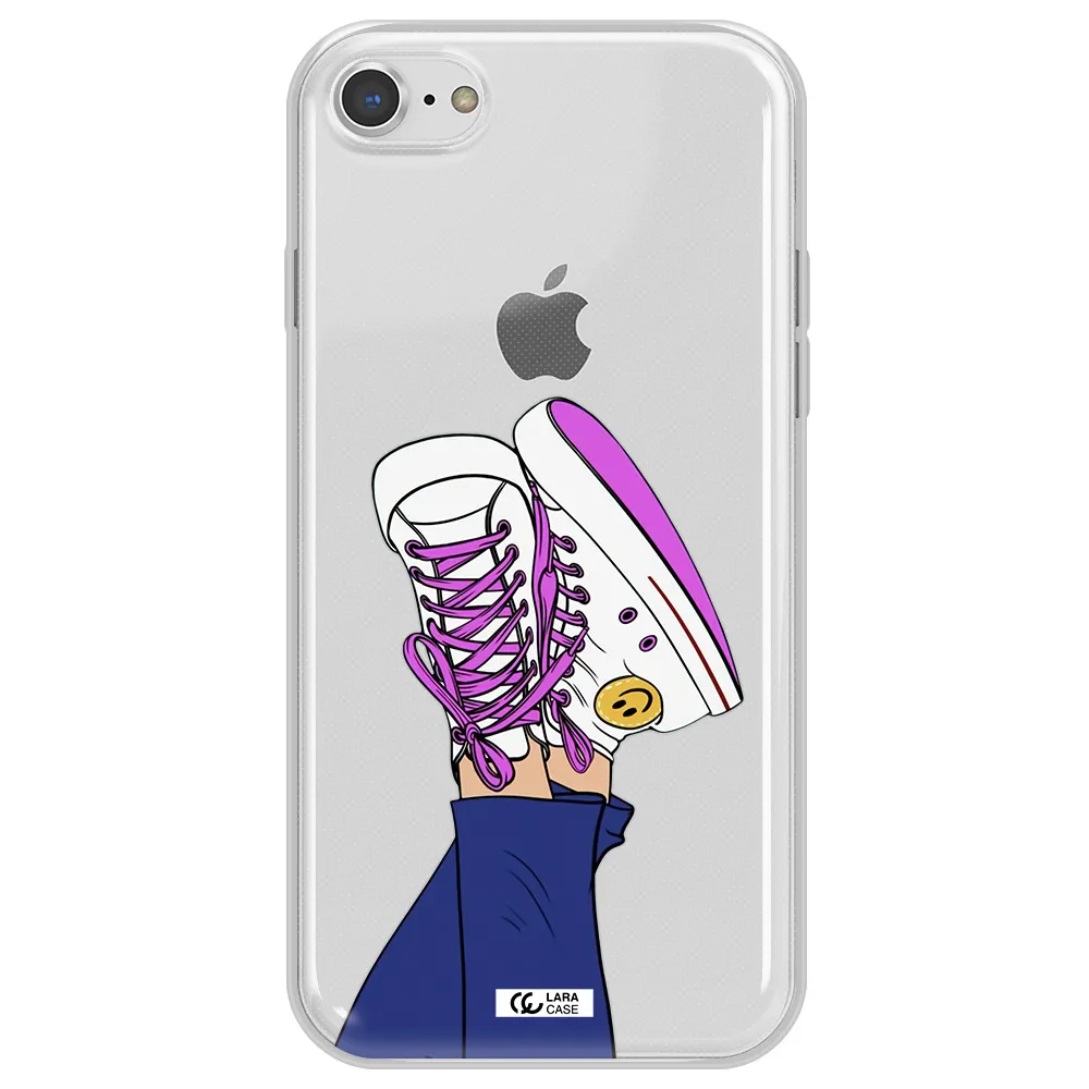 a cartoon of a person's feet with purple shoes Apple iPhone 7 Clear TPU Case