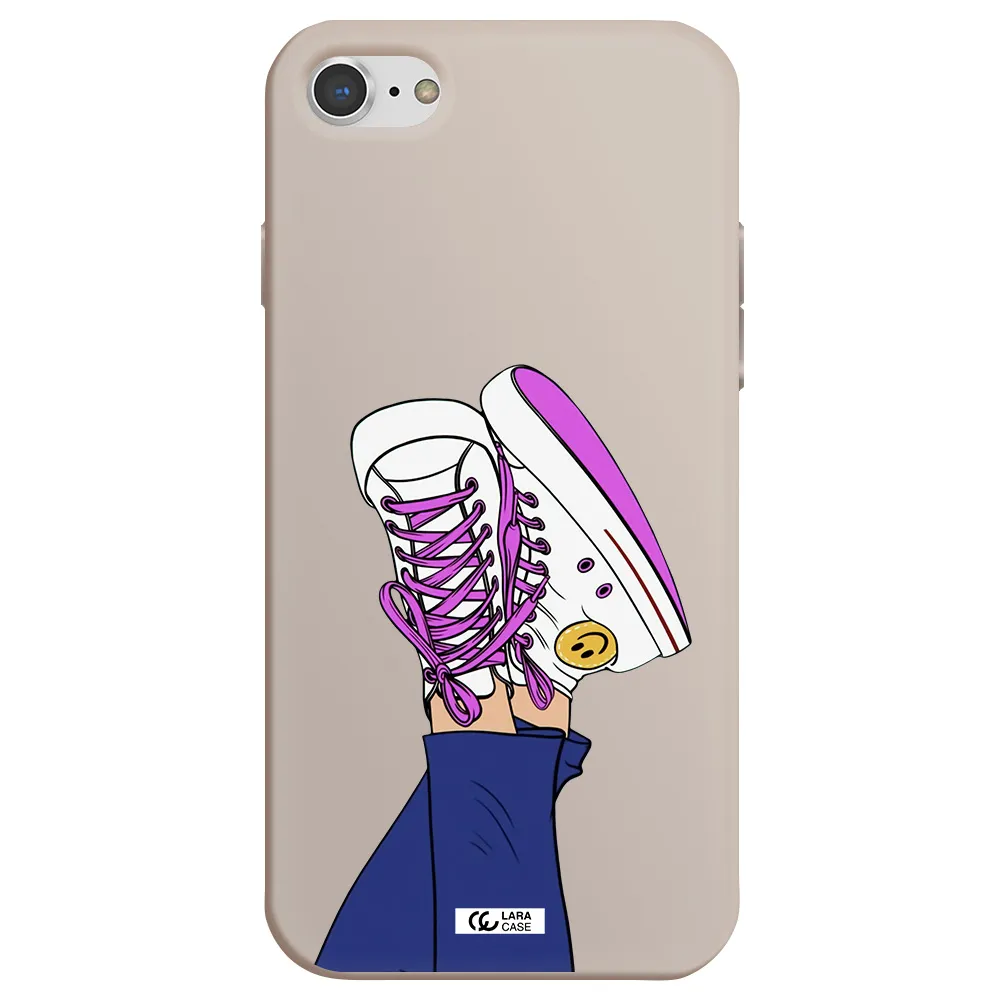 a cartoon of a person's feet with purple shoes Apple iPhone 7 Silicone Stone Case