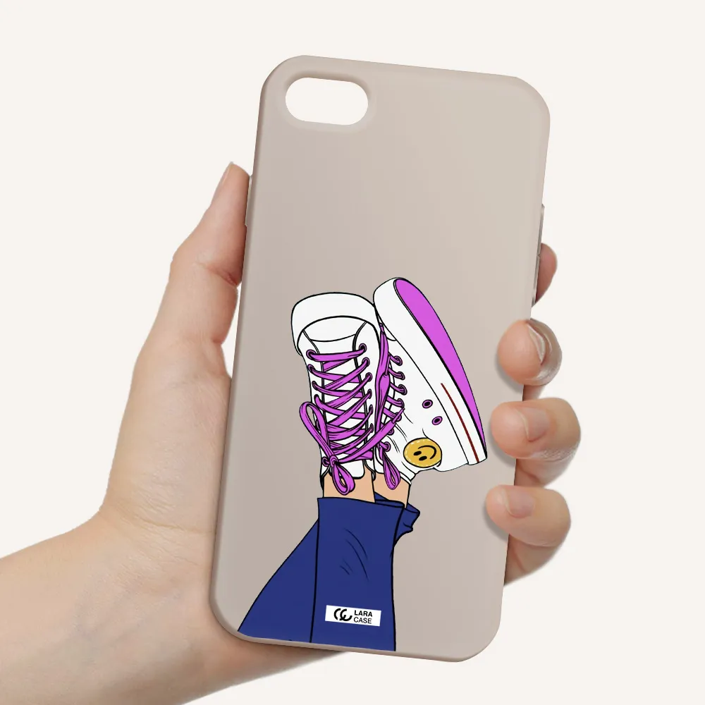 a cartoon of a person's feet with purple shoes Apple iPhone 7 Silicone Stone Case