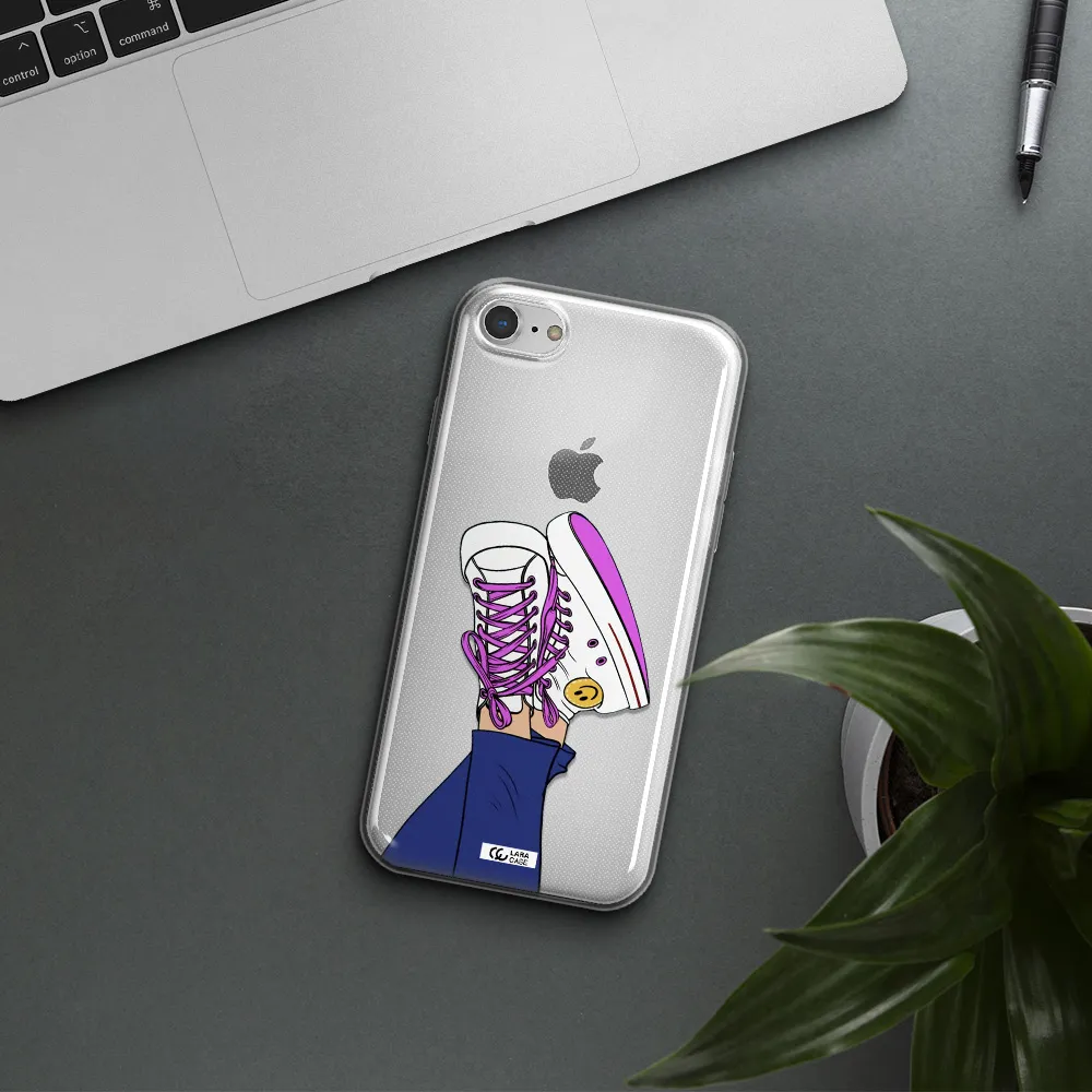 a cartoon of a person's feet with purple shoes Apple iPhone 8 Clear TPU Case