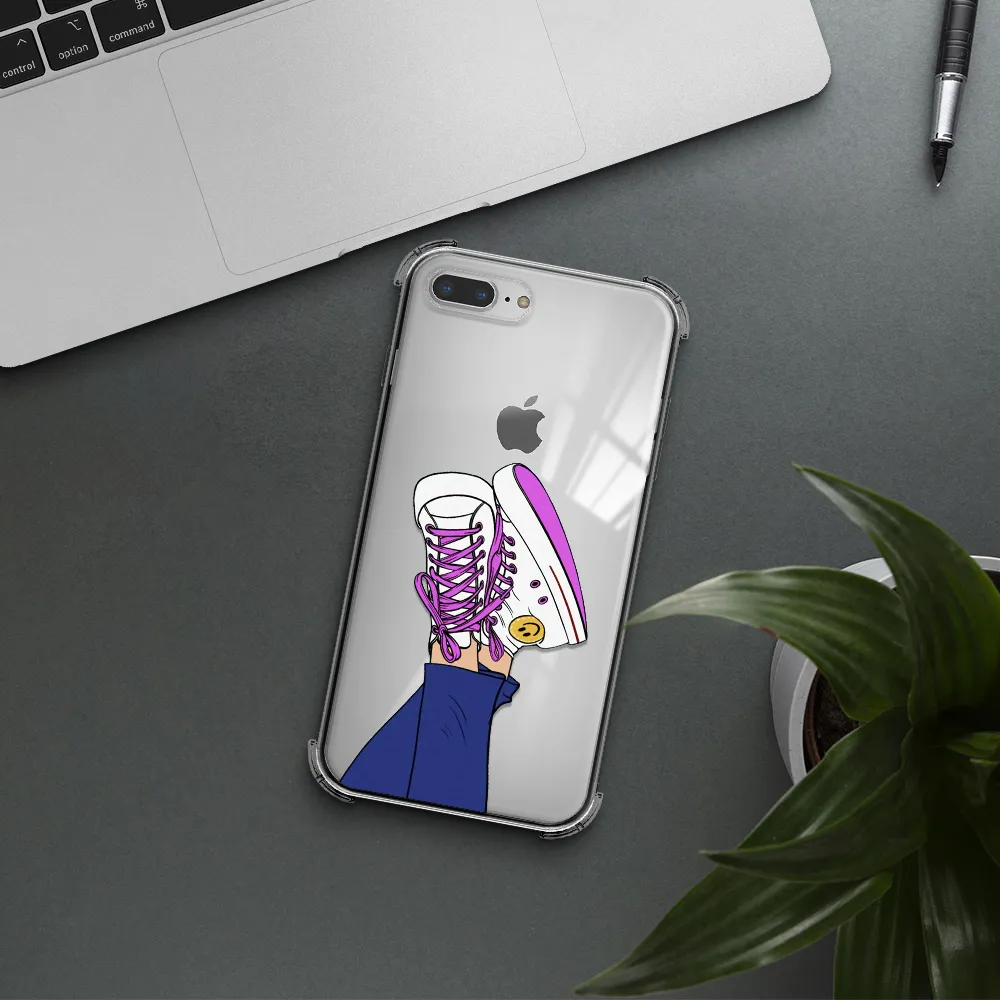 a cartoon of a person's feet with purple shoes Apple iPhone 8 plus Clear PC Case