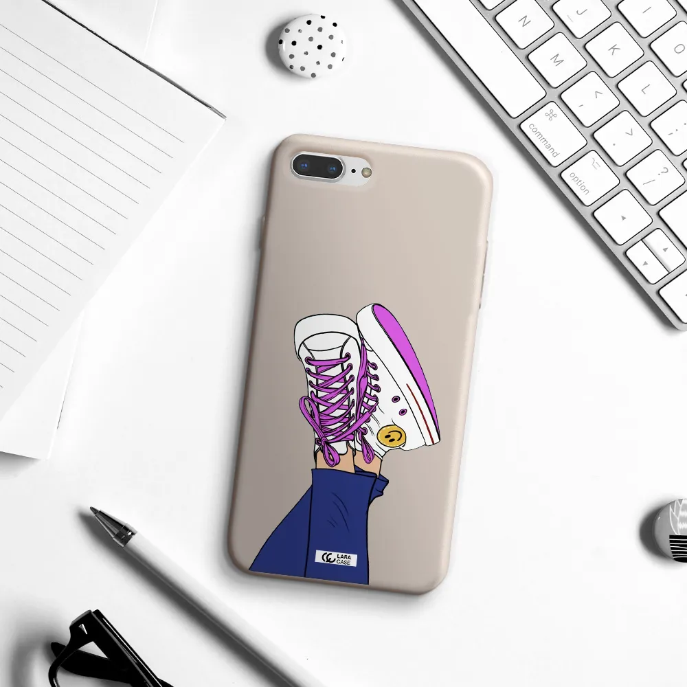 a cartoon of a person's feet with purple shoes Apple iPhone 8 plus Silicone Stone Case