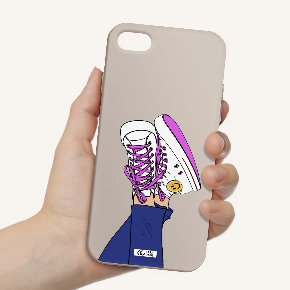 a cartoon of a person's feet with purple shoes Apple iPhone 8 Silicone Stone Case