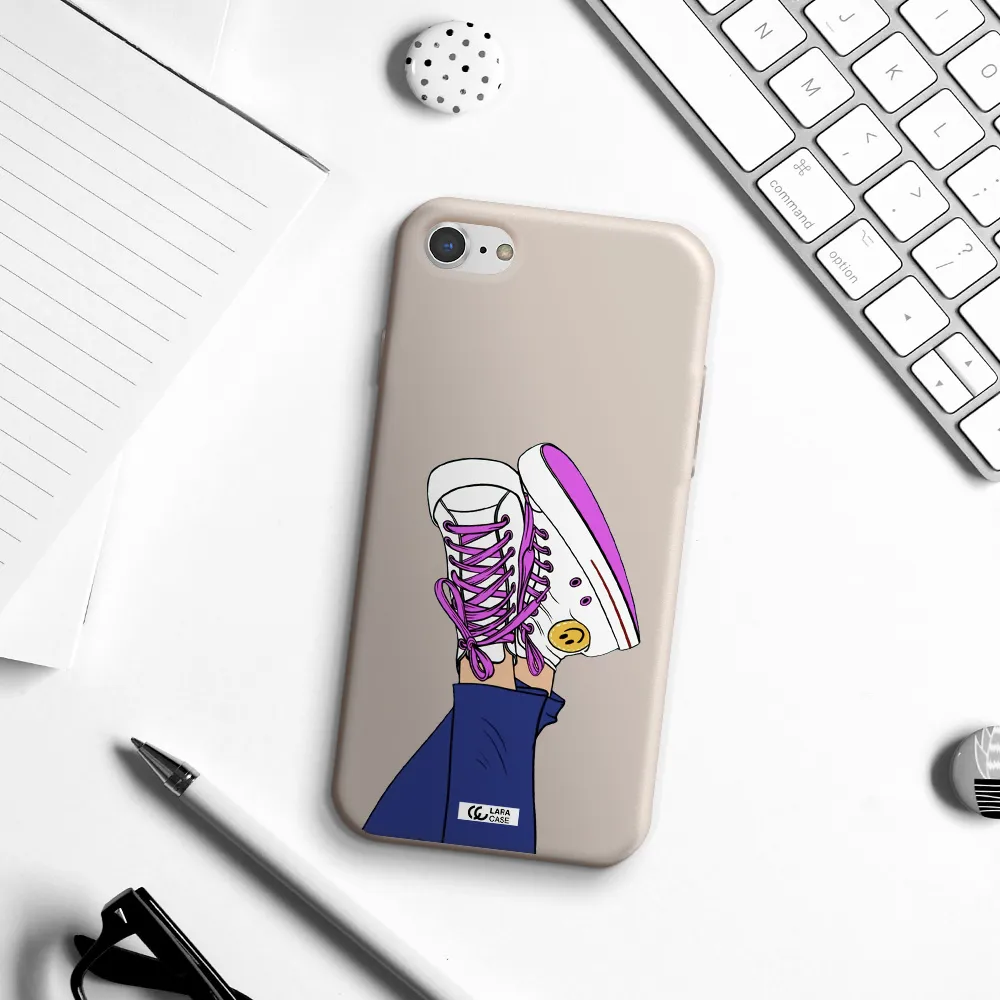 a cartoon of a person's feet with purple shoes Apple iPhone 8 Silicone Stone Case