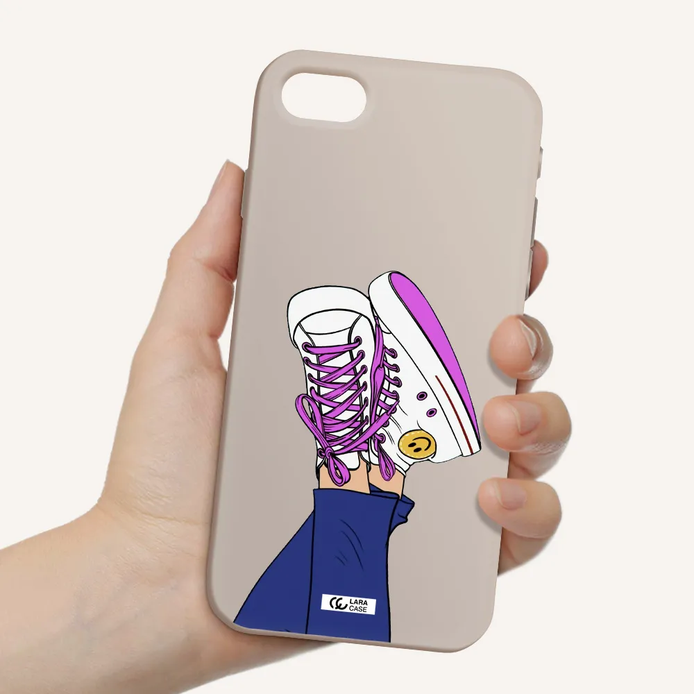 a cartoon of a person's feet with purple shoes Apple iPhone se 2020 Silicone Stone Case
