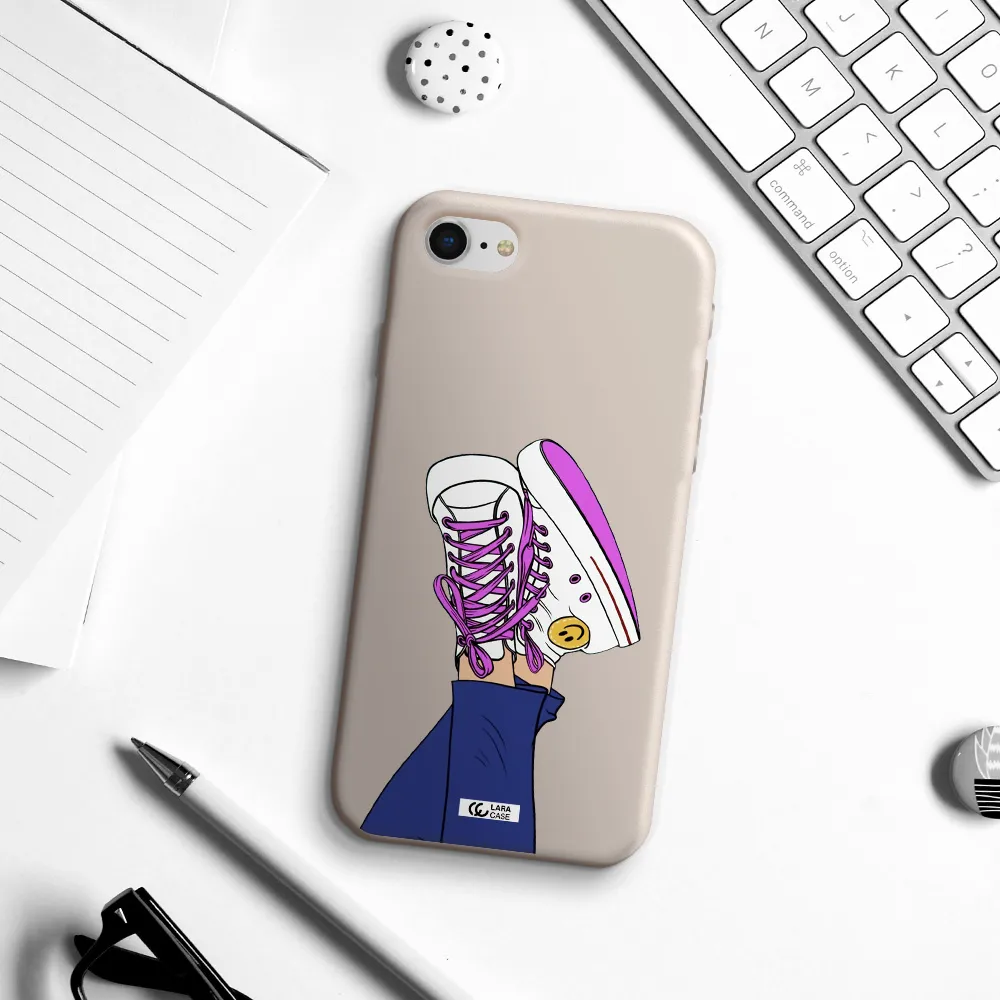 a cartoon of a person's feet with purple shoes Apple iPhone se 2020 Silicone Stone Case