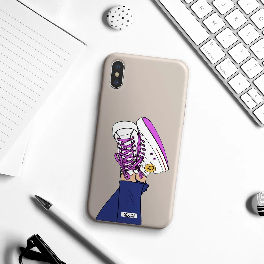 a cartoon of a person's feet with purple shoes Apple iPhone X Silicone Stone Case