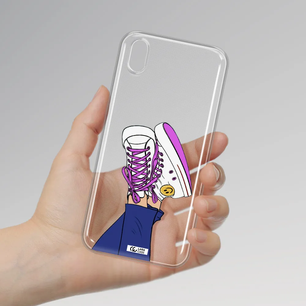 a cartoon of a person's feet with purple shoes Huawei Honor 8S Clear TPU Case