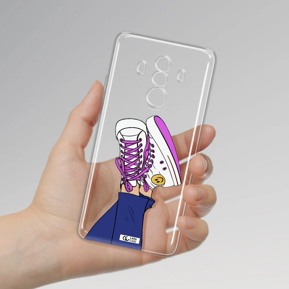 a cartoon of a person's feet with purple shoes Huawei Mate 10 Clear TPU Case