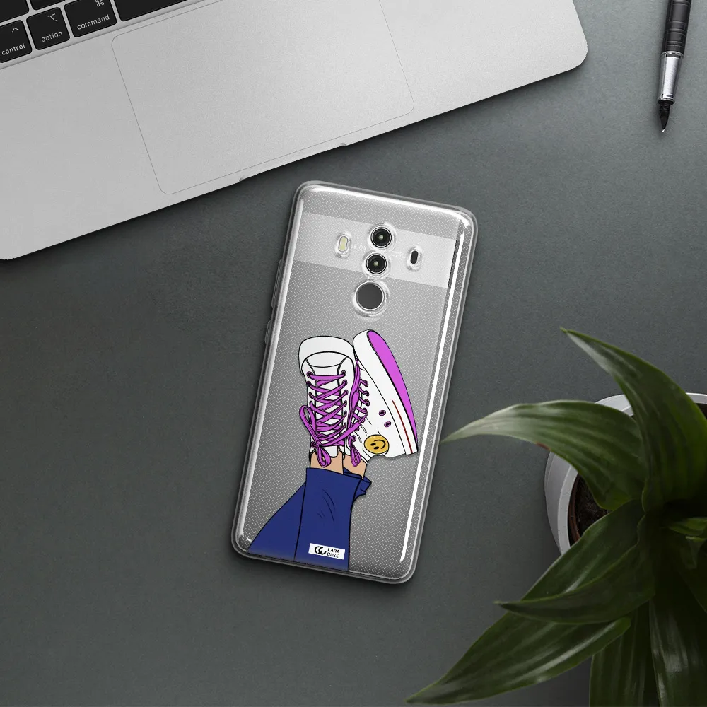 a cartoon of a person's feet with purple shoes Huawei Mate 10 Clear TPU Case