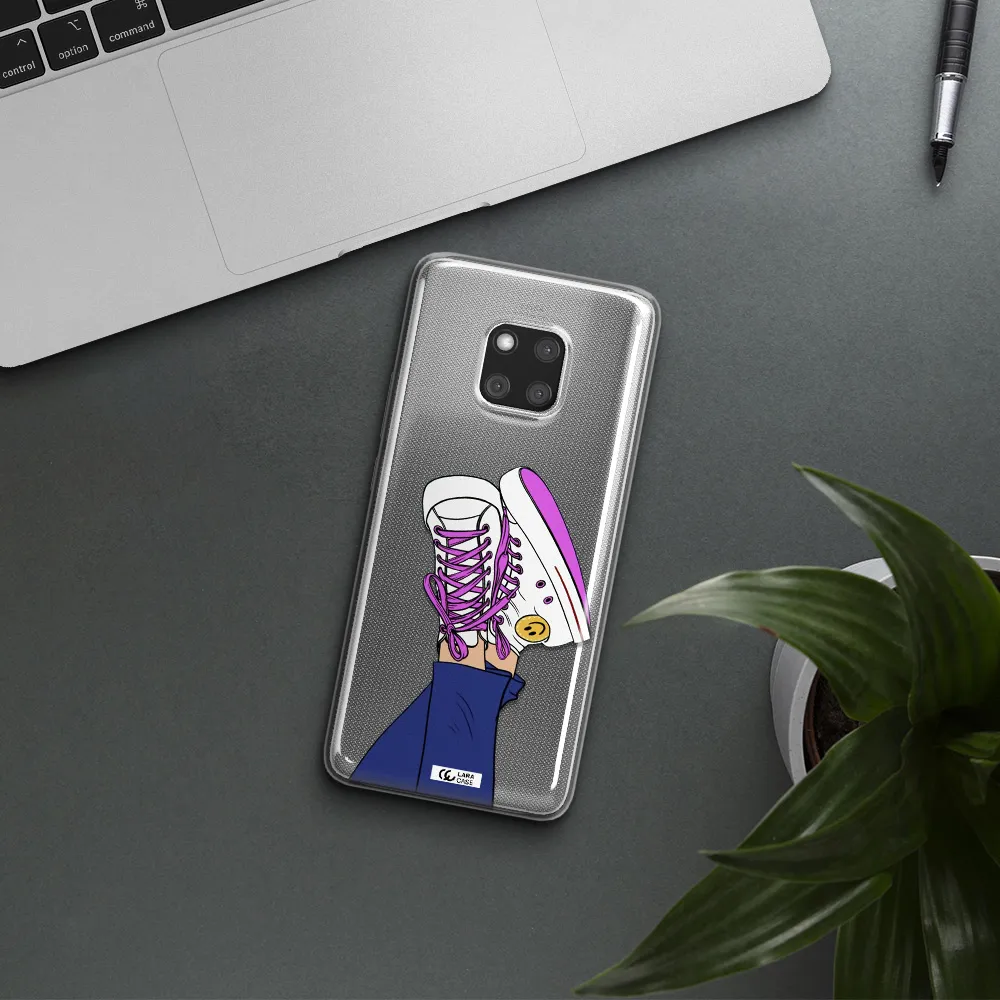 a cartoon of a person's feet with purple shoes Huawei Mate 20 Pro Clear TPU Case