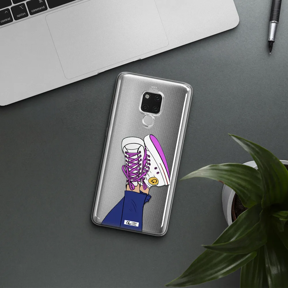 a cartoon of a person's feet with purple shoes Huawei Mate 20X Clear TPU Case