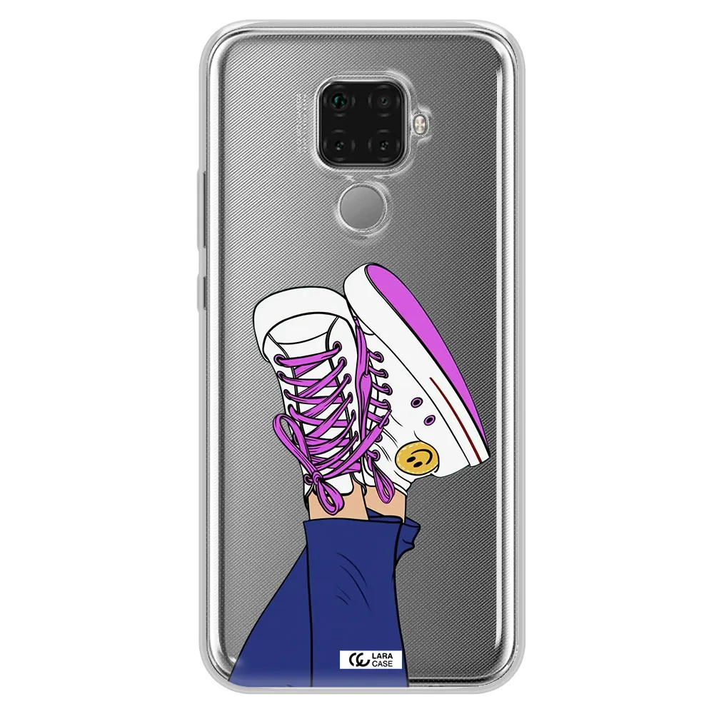 a cartoon of a person's feet with purple shoes Huawei Mate 30 Lite Clear TPU Case