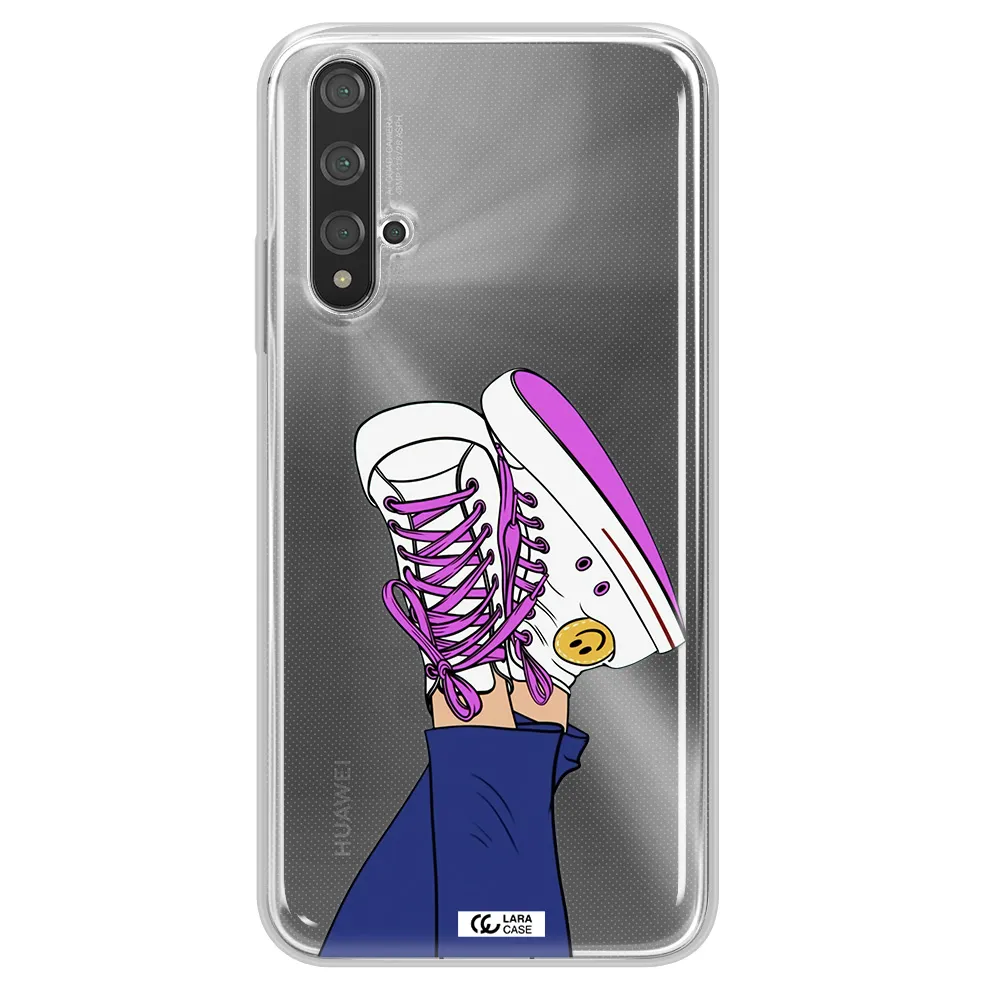 a cartoon of a person's feet with purple shoes Huawei Nova 5t Clear TPU Case