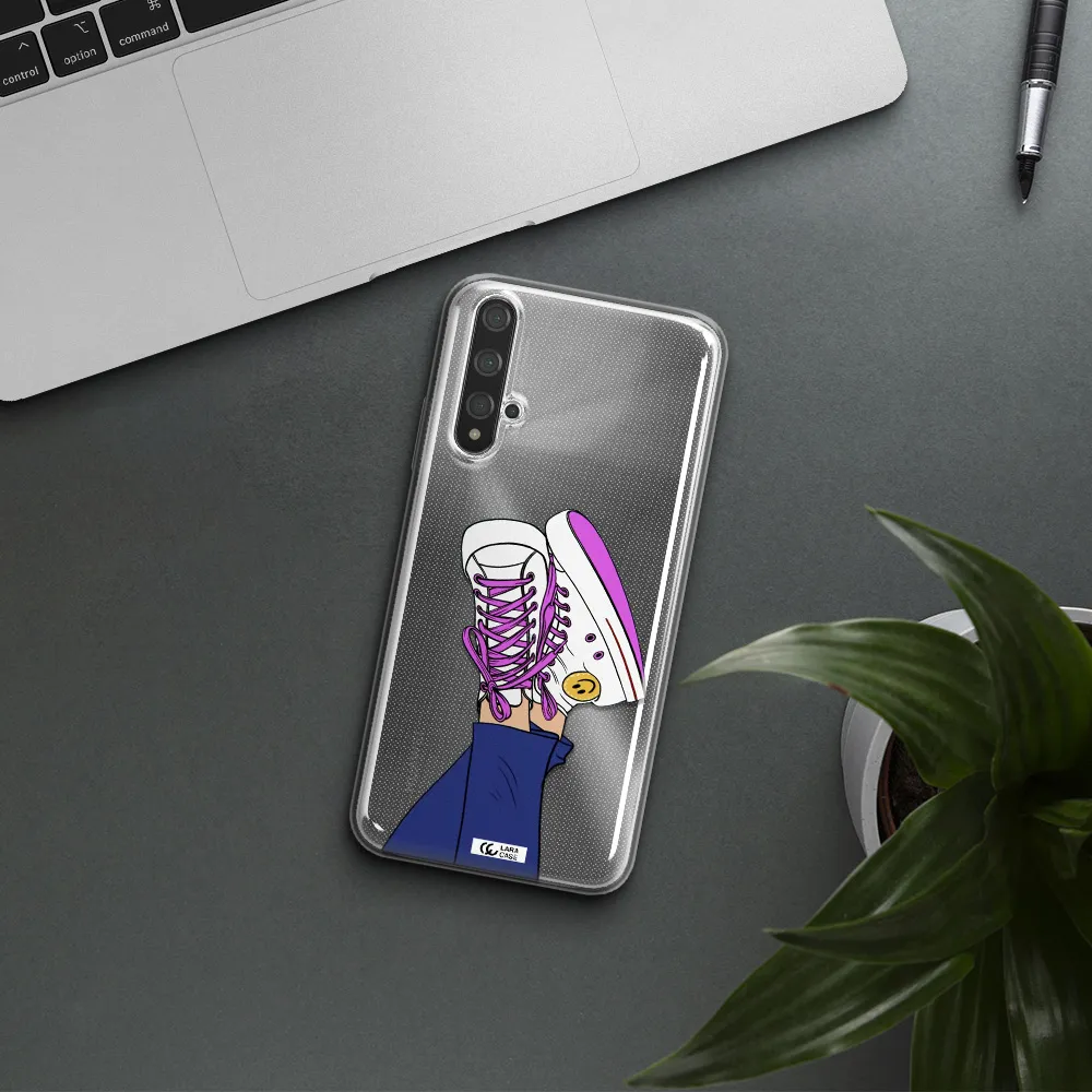 a cartoon of a person's feet with purple shoes Huawei Nova 5t Clear TPU Case