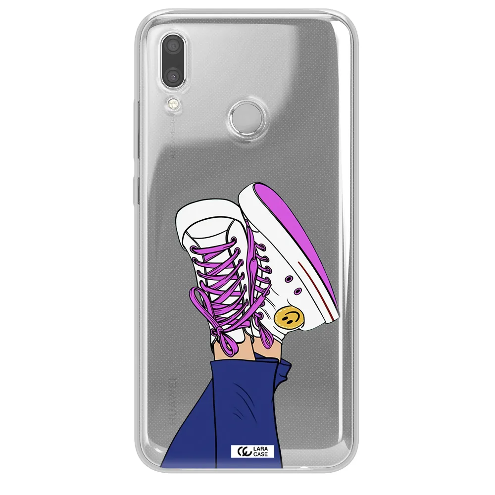 a cartoon of a person's feet with purple shoes Huawei P Smart 2019 Clear TPU Case