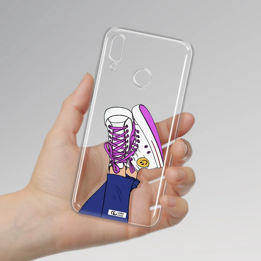 a cartoon of a person's feet with purple shoes Huawei P Smart 2019 Clear TPU Case