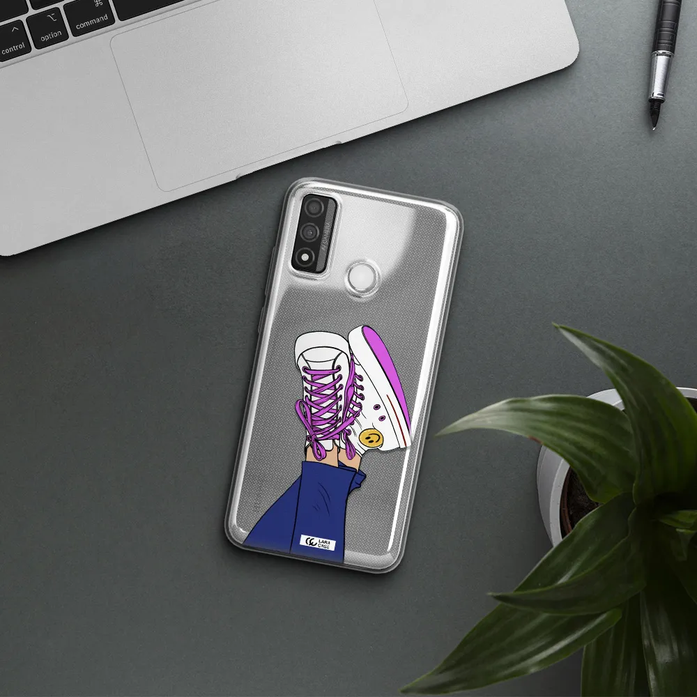 a cartoon of a person's feet with purple shoes Huawei P Smart 2020 Clear TPU Case