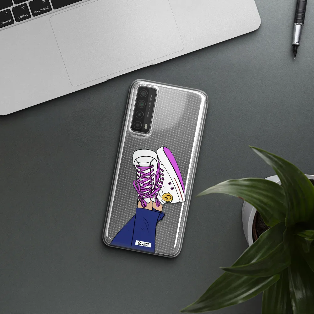 a cartoon of a person's feet with purple shoes Huawei P Smart 2021 Clear TPU Case
