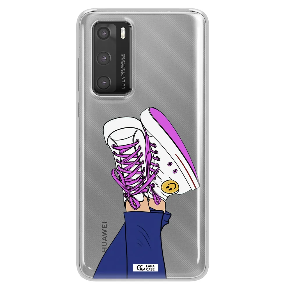a cartoon of a person's feet with purple shoes Huawei P40 Clear TPU Case
